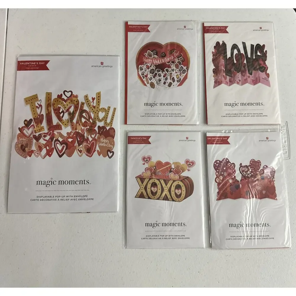 American Greetings Magic Moments Valentines Day Pop Up Cards Lot of 5 Cards